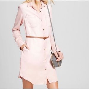 Merona Chambray Pink Soft Shirt Dress Tunic M